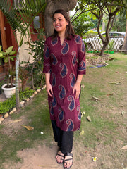 Mulberry Maroon Ambi Kurta by Sanskritam