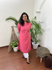 Rose pink basic kurta - MYSANSKRITAM