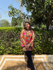 Mehendi floral Rayon short kurti