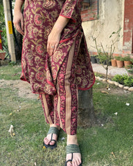 Burgundy floral jaal Coord set