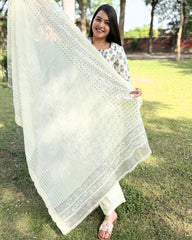 White Grey handblock printed suit set