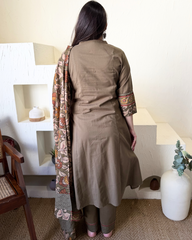 Mehendi green embroidered suit set