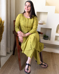 Parrot Green Embroidered Coord set