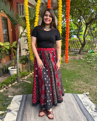 Maroon Multi Ajrakh skirt