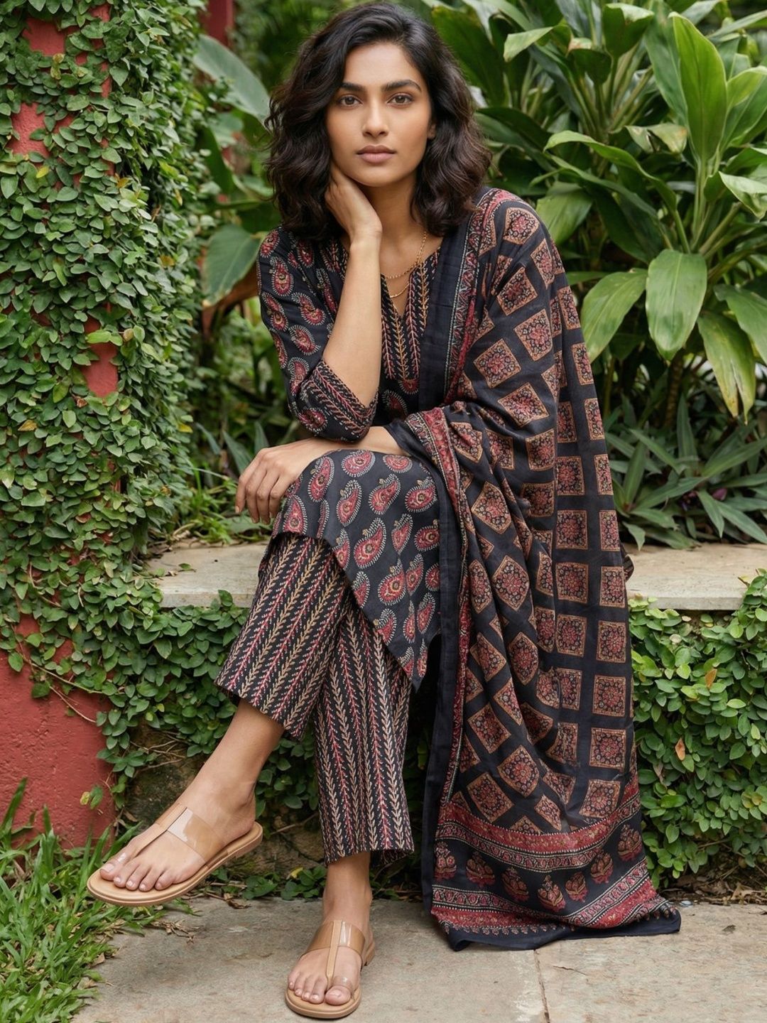 Black Ambi cotton suit set