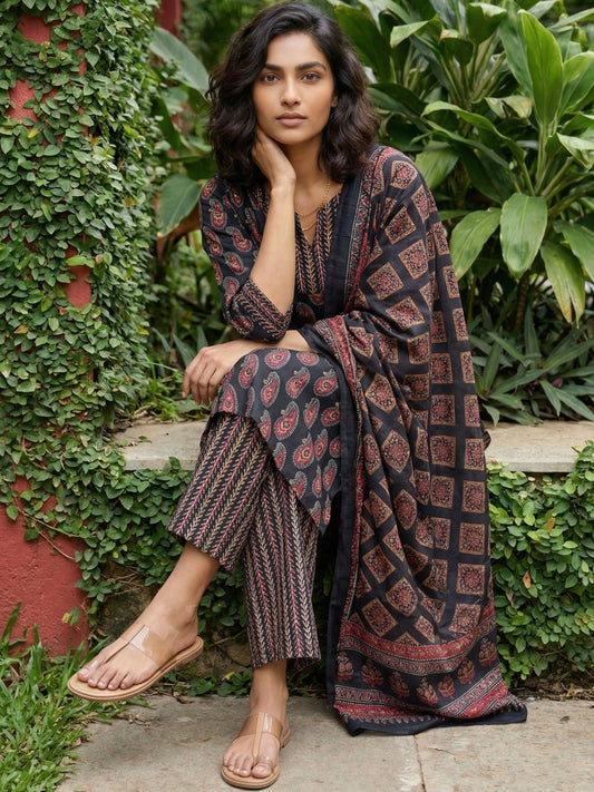 Black Ambi cotton suit set