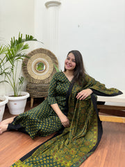 Green rose modal kurta duppata set