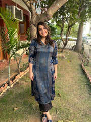 Indigo designer panel Modal silk kurta