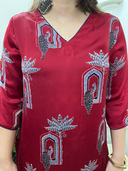 Premium Modal Maroon Minar long kurta - MYSANSKRITAM