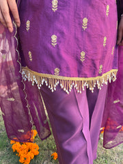 Purple embroidered Suit set