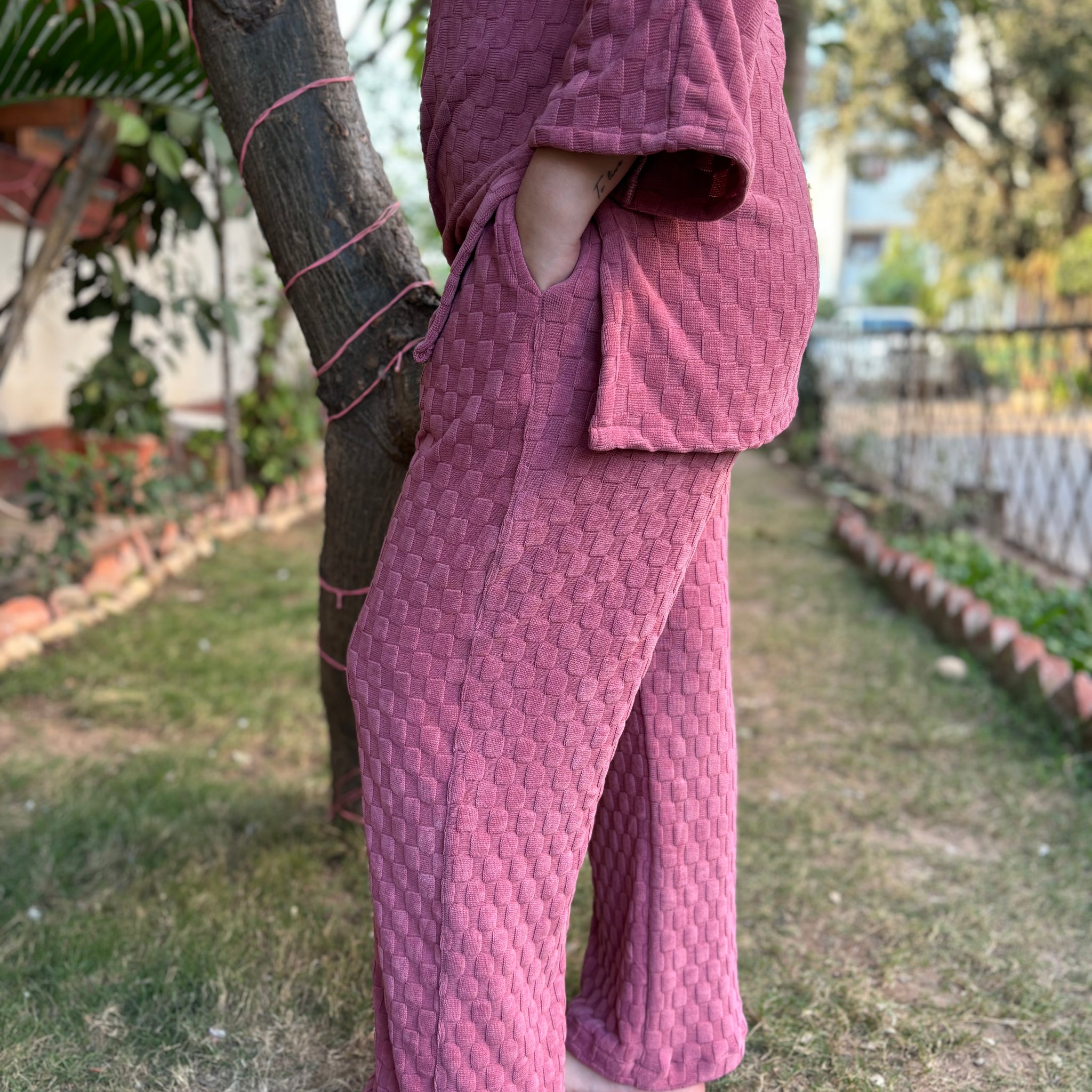 Pink imported woollen fabric palazzo