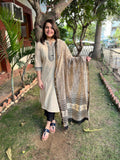 Cream Border kurta with Chanderi duppata - MYSANSKRITAM