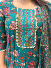 Green Floral Lacework Suit Set