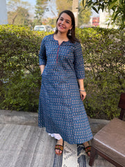 Blue Rose Aline Kurta by Sanskritam