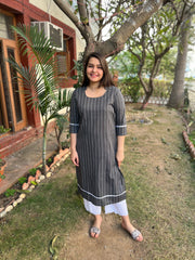 Grey lines basic officewear kurta