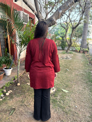 Maroon Phiran style Short kurti