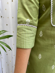 Pista Green Yoke kurta - MYSANSKRITAM