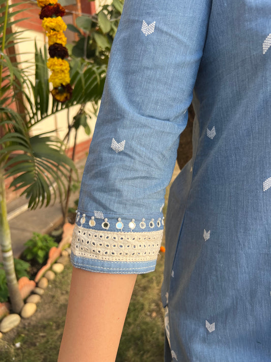 Pastel blue south cotton kurta only