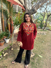Maroon Phiran style Short kurti