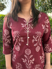 Wine big flower kodhi kurta