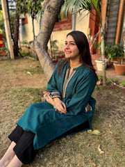 Peacock solid pocket phiran (loose fitting)