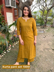 Mustard Mehendi Buti Kurta