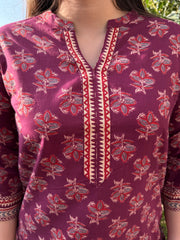 Burgundy overall ban neck kurta