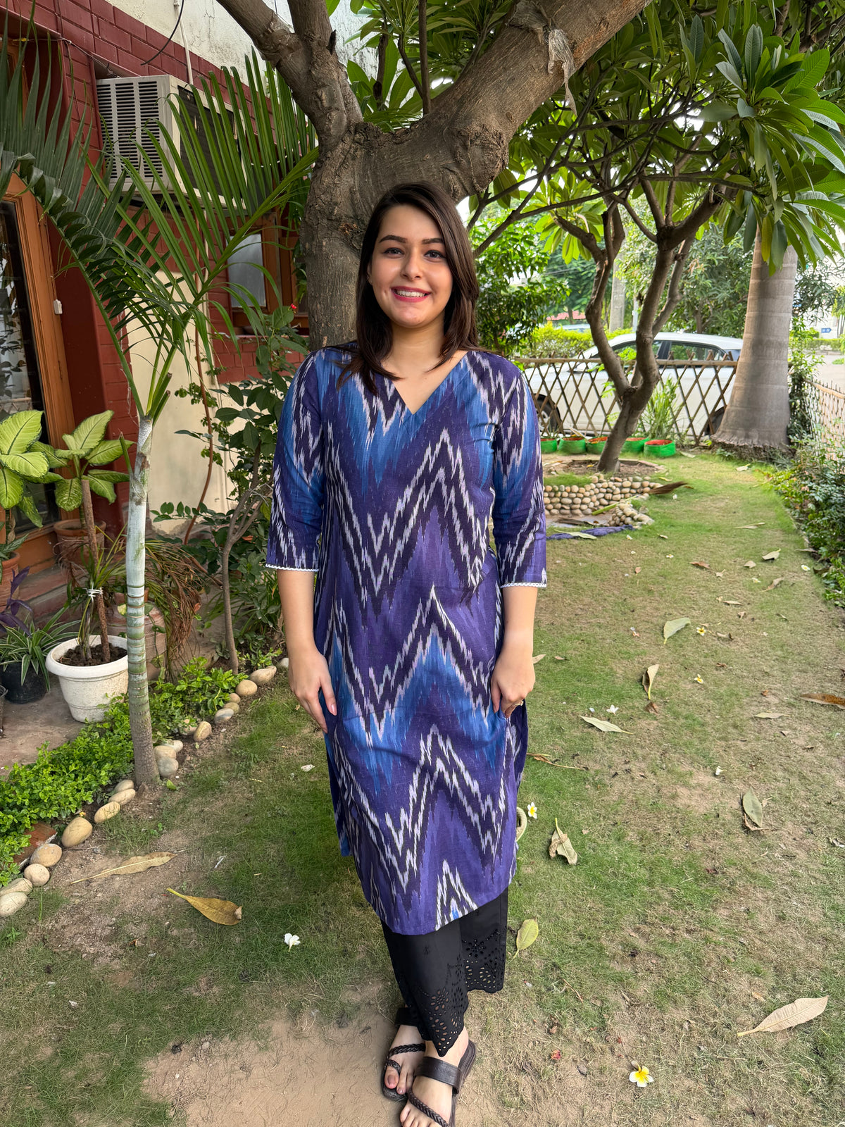 Royal blue ikkat kurta