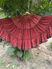 Maroon ambi 3 tier skirt