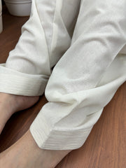 White overall elastic salwar