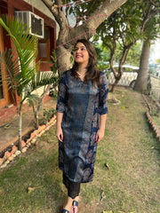 Indigo designer panel Modal silk kurta