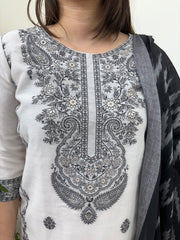 White embroidered full suit set
