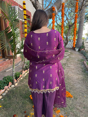 Purple embroidered Suit set