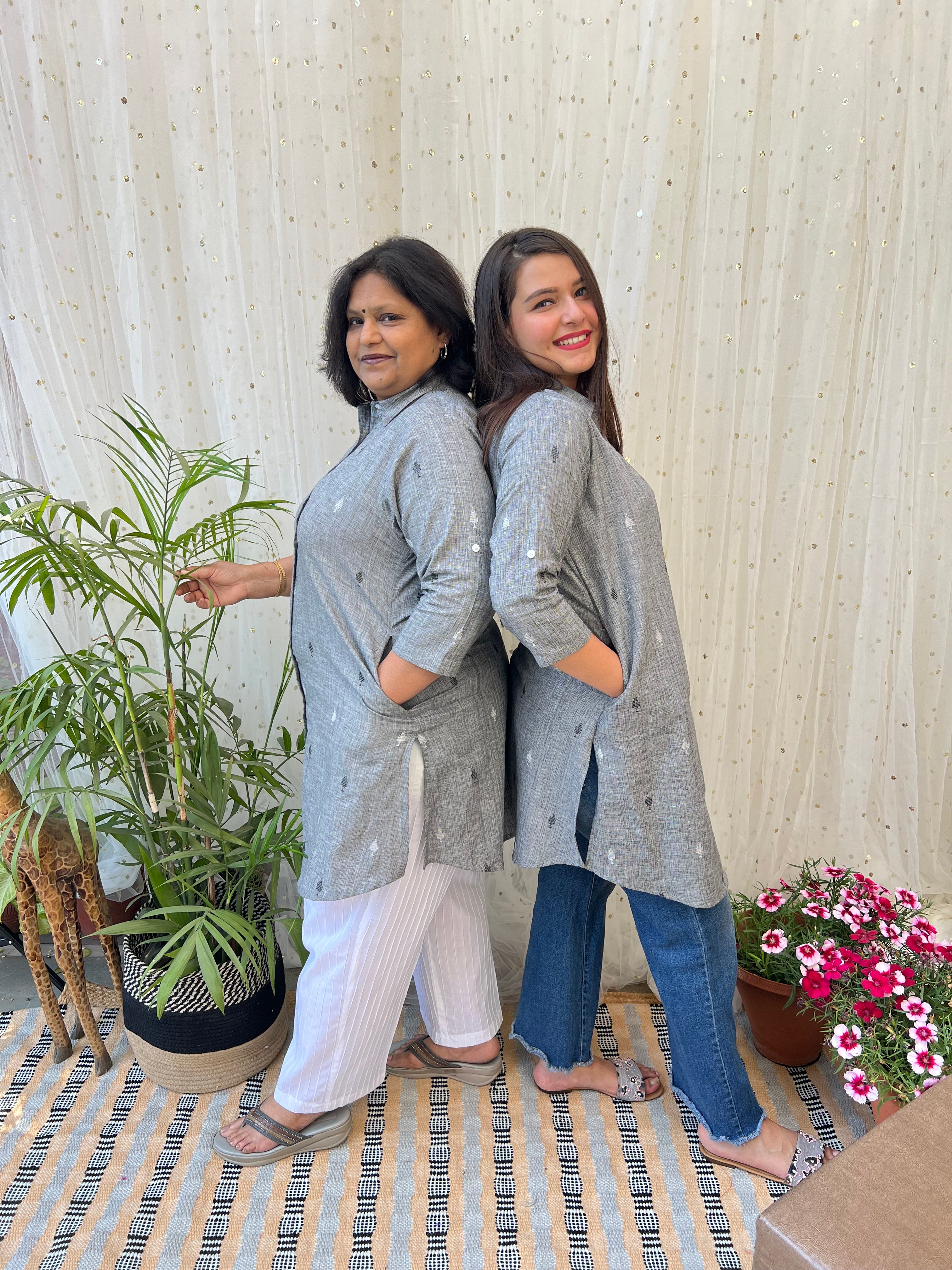 Grey Jacquard Shirt - MYSANSKRITAM