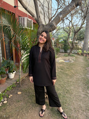 Black solid border kurti