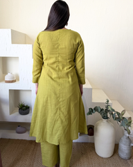 Parrot Green Embroidered Coord set