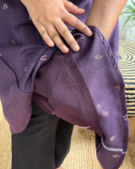 Dark Purple Embroidered A-line Kurta