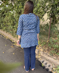 Indigo Ban neck Ambi Short kurti