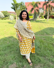 Mustard Bagru full suit set