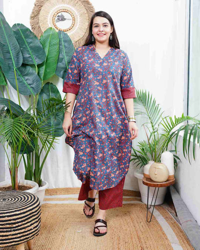 Blue Sanganeri coord set