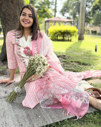 Pink Handblock Full suit set