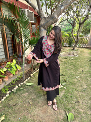Black embroidered Phiran (Loose fitting)