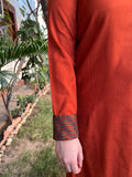 Rust woollen Border kurta - MYSANSKRITAM