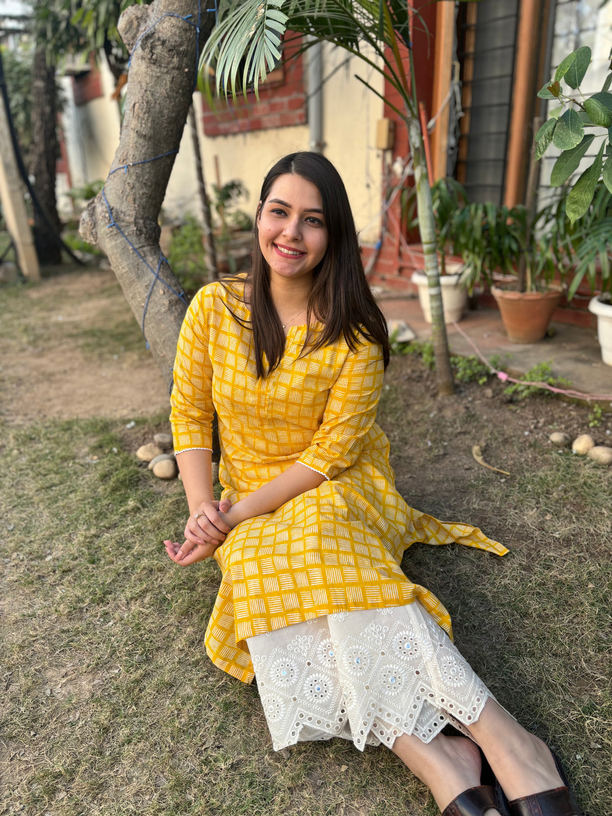 Haldi yellow geomtric kurta