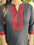 Black Border kurta with South cotton ajrakh duppata - MYSANSKRITAM