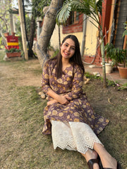 Light purple floral Aline Kurta