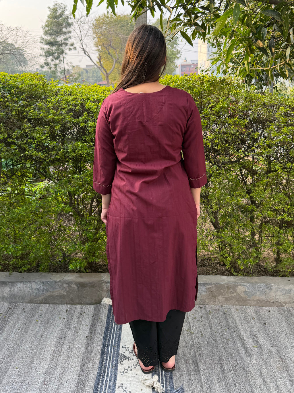 Meher Embroidered Detail Kurta from the back by MySanskritam