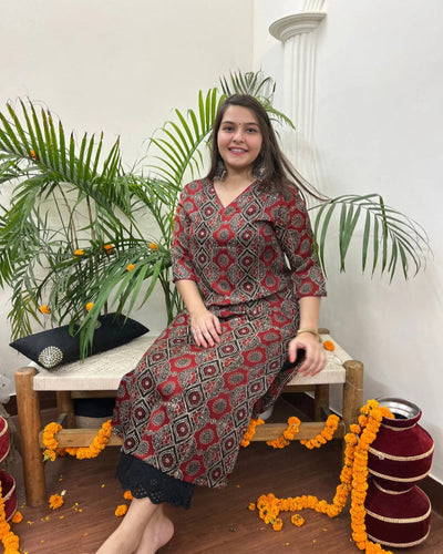 Premium Modal deep maroon long kurta