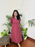 Maroon buti dress with pockets - MYSANSKRITAM