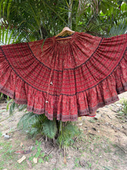 Maroon ambi 3 tier skirt